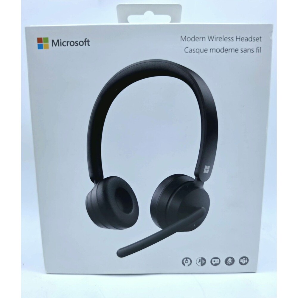 Microsoft Modern Wireless Headset Black Bluetooth Teams 8JR-00001 Model 1998 CIB